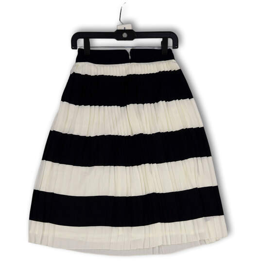 Womens White Black Striped Elastic Waist Pleated Back Zip A-Line Skirt Size 00P image number 2