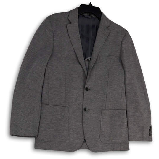 Mens Gray Heather Notch Lapel Single Breasted Two Button Blazer Size 38R image number 1