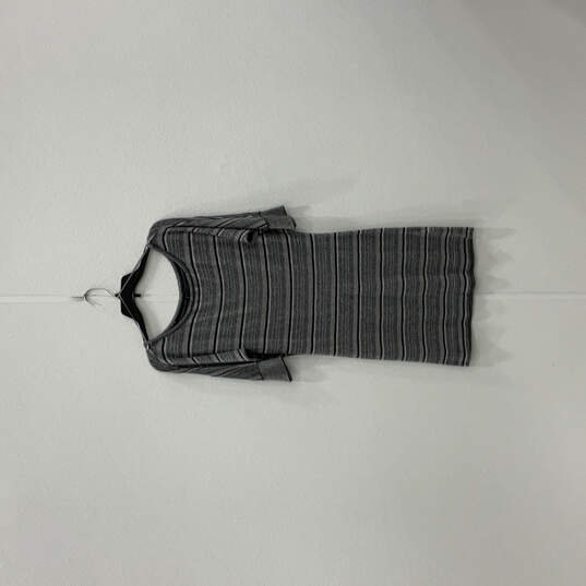 Womens Gray Striped 3/4 Sleeve Round Neck Pullover Sweater Dress Size Large image number 2