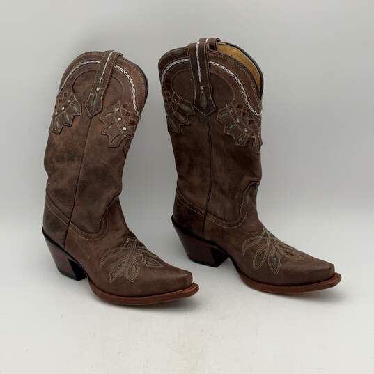 Tony Lama Womens Brown Teal Leather Studded Cowgirl Western Boots Size 5.5 image number 2