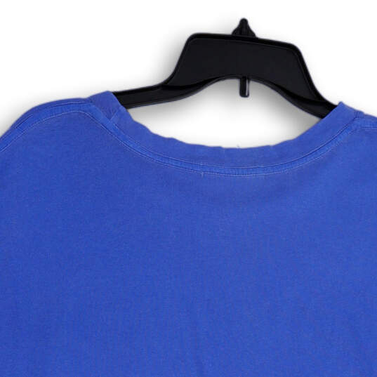 Womens Blue Round Neck Cap Sleeve Pullover Cropped T-Shirt Size Medium image number 4