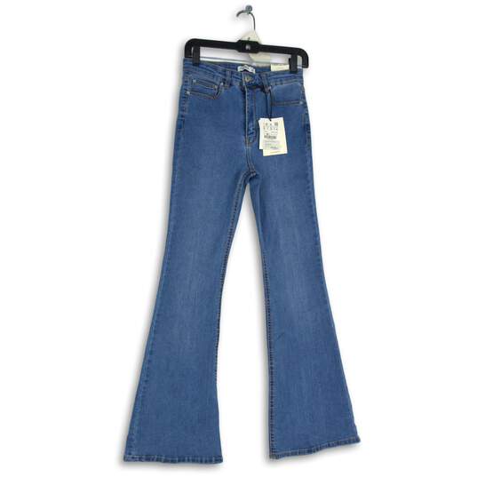 NWT Womens Blue Denim Medium Wash High Rise Flare Skinny Jeans Size 4 image number 1