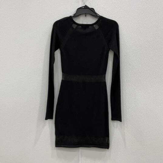NWT Womens Black Round Neck Long Sleeve Regular Fit Sheath Dress Size S image number 2