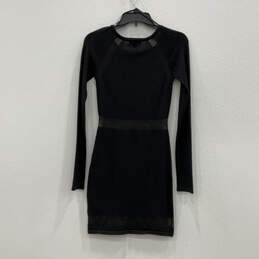 NWT Womens Black Round Neck Long Sleeve Regular Fit Sheath Dress Size S alternative image