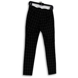 Womens Black White Plaid Flat Front Elastic Waist Pull-On Dress Pants Sz 6 alternative image