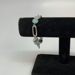 Designer Brighton Silver-Tone Crystal Stone Amazonite Link Chain Bracelet