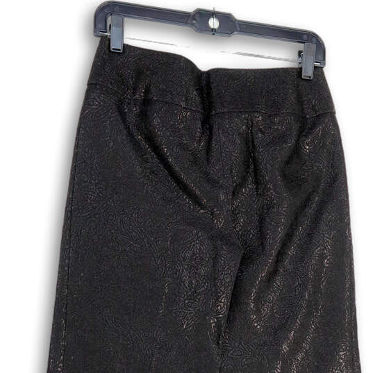 Womens Black Floral Regular Fit Flat Front Wide Leg Trouser Pants Size 2 image number 4