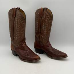 Dan Post Mens Brown Leather Embroidered Knee Length Cowboy Western Boots Sz 9.5