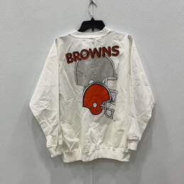 NWT Mens White Cleveland Browns Cotton Long Sleeve Pullover T-Shirt Size M alternative image