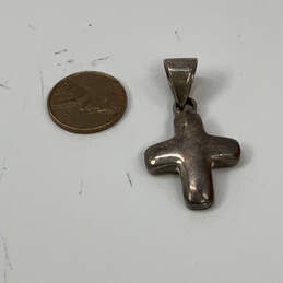 Designer Silpada 925 Sterling Silver Puffy Christian Cross Chain Pendant alternative image
