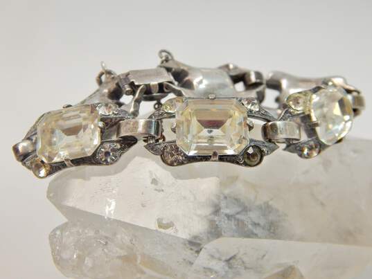 Vintage Eisenberg Original Sterling Silver Glass Rhinestone Bracelet 37.0g image number 4