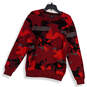 Mens Red Black Knitted Long Sleeve Crew Neck Stretch Pullover Sweater Sz L image number 1