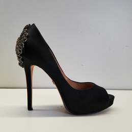 Women's Badgley Mischka Black Leather Open Toe Pump Heels Size 7.5
