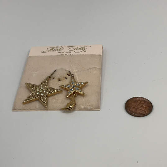 Designer Kirks Folly Gold-Tone Star And Moon Fish Hook Dangle Earrings image number 2