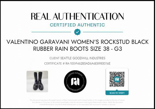 Valentino Garavani Rockstud Black Rubber Rain Boots Size 38 AUTHENTICATED image number 7