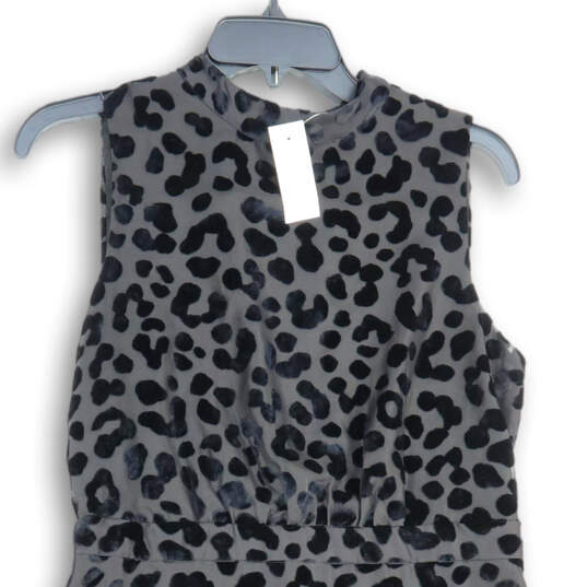 NWT Womens Black Animal Print Ruffle Sleeveless A-Line Dress Size 6 image number 3