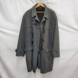 VTG Brent Montgomery Ward MN's Long Gray Flannel Coat with Strap Buttons Size 42