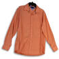 Mens Orange Long Sleeve Spread Collar Button-Up Shirt Size 15.5 34-35 image number 1