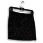NWT Womens Black Sequin Flat Front Elastic Waist Mini Skirt Size Medium image number 1