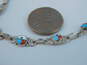 Zuni Artisan 925 Sterling Silver Turquoise Mother of Pearl & Coral Sunface Bracelet 5.5g image number 5