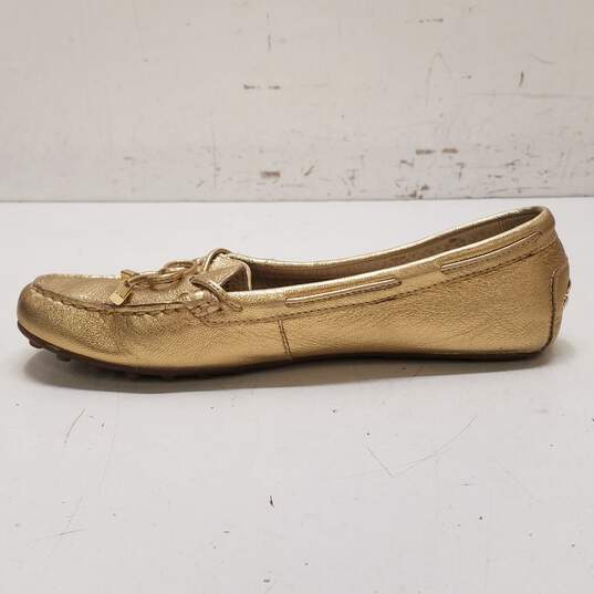 Michael Kors Leather Bow Detail Loafers Gold 9 image number 2