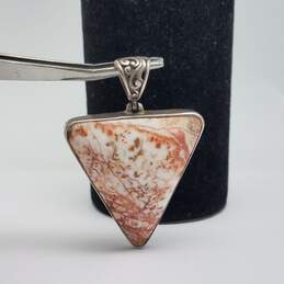Sterling Silver Agate Triangle Shape Pendant 18.3g