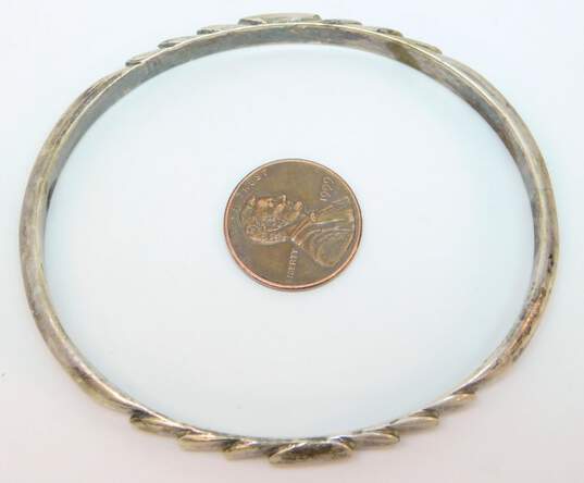 Vintage Kalo 925 Hand Wrought Tiered Accents Oval Bangle Bracelet 28.2g image number 9