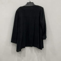 Womens Black Knitted Long Sleeve Elegant Open Front Cardigan Sweater Sz 1X alternative image