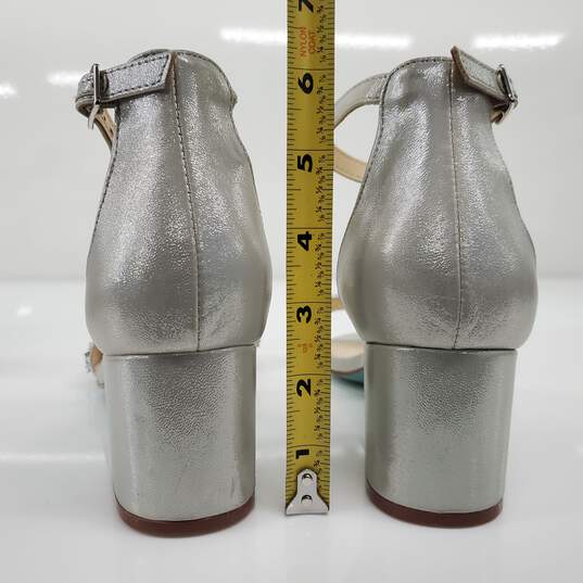 Betsey Johnson Women's Metallic Silver Embellished Block Heels Size 10 image number 5