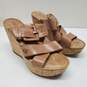 Born Footwear Brown Leather Cork Wedge Heel Sandals Women's 7 image number 1