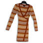 Womens Multicolor Striped Long Sleeve Button Front Sweater Dress Size Large image number 1