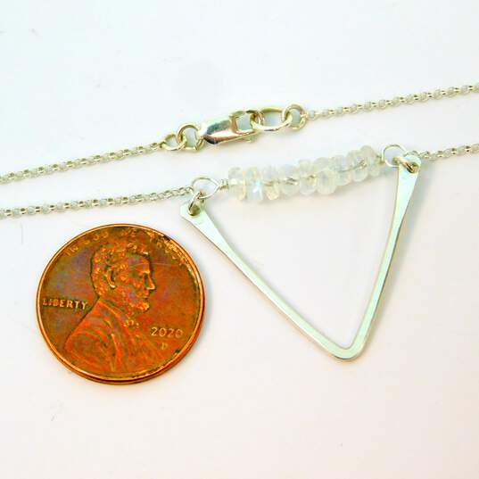 Artisan 925 Moonstone Triangle & Knot Pendants & Pearls Station Chain Necklaces image number 6