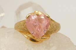 10K Yellow Gold Pink Heart Cut CZ Solitaire Ring 4.9g alternative image
