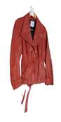 Womens Brown Long Sleeve Genuine Leather Jacket Size Small image number 2