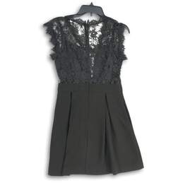 NWT Womens Black Lace Back Pleated Back Zip Short Fit And Flare Dress Size 4 alternative image
