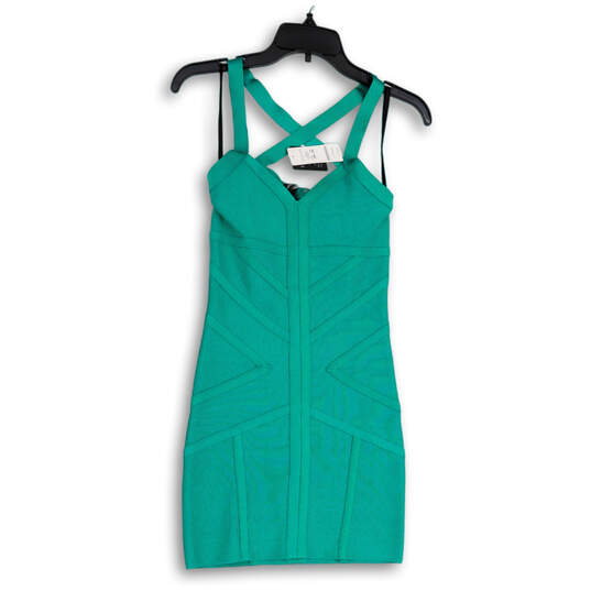 NWT Womens Green Sleeveless Back Criss-Cross Wide Strap Bodycon Dress Sz XS image number 1