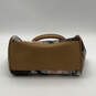 Womens Brown Leather Signature Print Inner Pocket Zipper Shoulder Bag image number 4