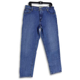 Womens Blue Denim Medium Wash 5 Pocket Design Straight Leg Jeans Size 14M