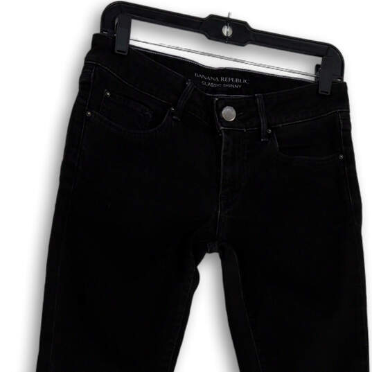 Womens Black Denim Dark Wash Pockets Stretch Skinny Leg Jeans Size 4 image number 3