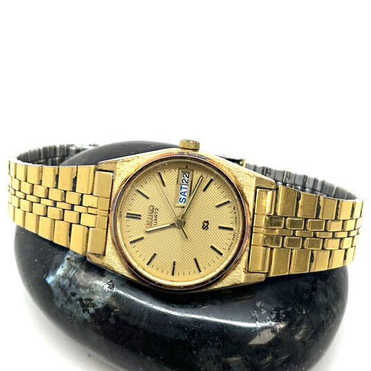 Designer Seiko Gold-Tone Stainless Steel Round Dial Analog Wristwatch image number 1