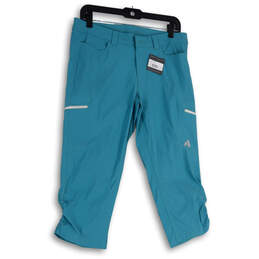 NWT Womens Blue Flat Front Pockets Straight Leg Hiking Capri Pant Size 6