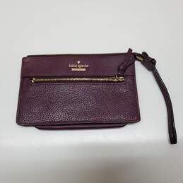 Kate Spade Cobble Hill Bee Burgundy Red Pebbled Leather Wristlet