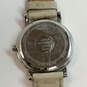Designer Bulova Silver-Tone Leather Strap Pink Round Dial Analog Wristwatch image number 4