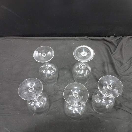 5pc. Set of Clear Crystal Wide Rim Wine Glasses/Goblets image number 3