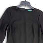 NWT Womens Black Stretch Round Neck Bell Sleeve Back Zip Shift Dress Size 8 image number 3