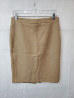 J. Crew Wool Tan Number 2 Pencil Skirt Women's Size 2