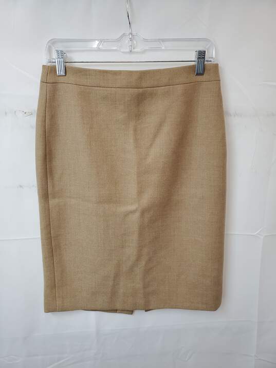 J. Crew Wool Tan Number 2 Pencil Skirt Women's Size 2 image number 1