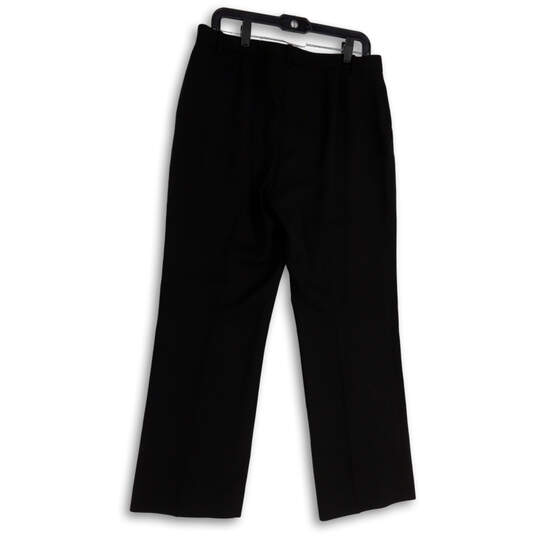 Womens Black Flat Front Slash Pockets Straight Leg Dress Pants Size 10 image number 2