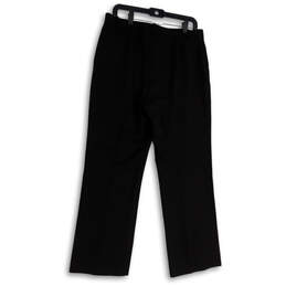 Womens Black Flat Front Slash Pockets Straight Leg Dress Pants Size 10 alternative image
