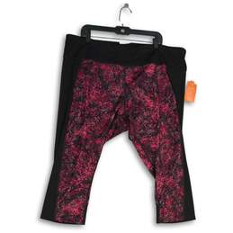 NWT Womens Black Pink Mid-Rise Elastic Waist Pull-On Capri Pants Size 3X